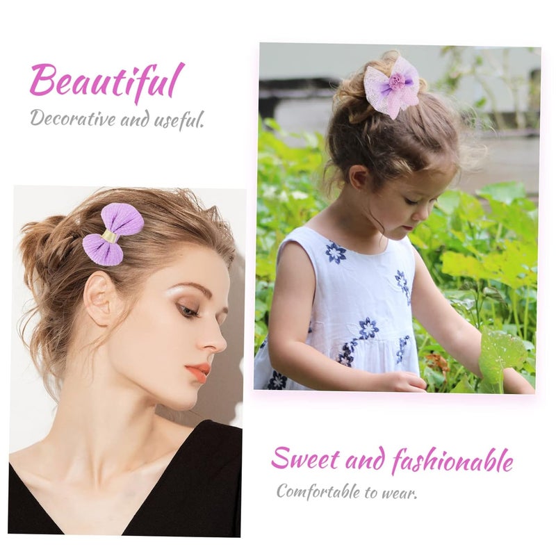8 Pcs Rabbit Ear Hair Clips Floral Pearl Bow Barrettes Grip Bright Accessories - Image 3
